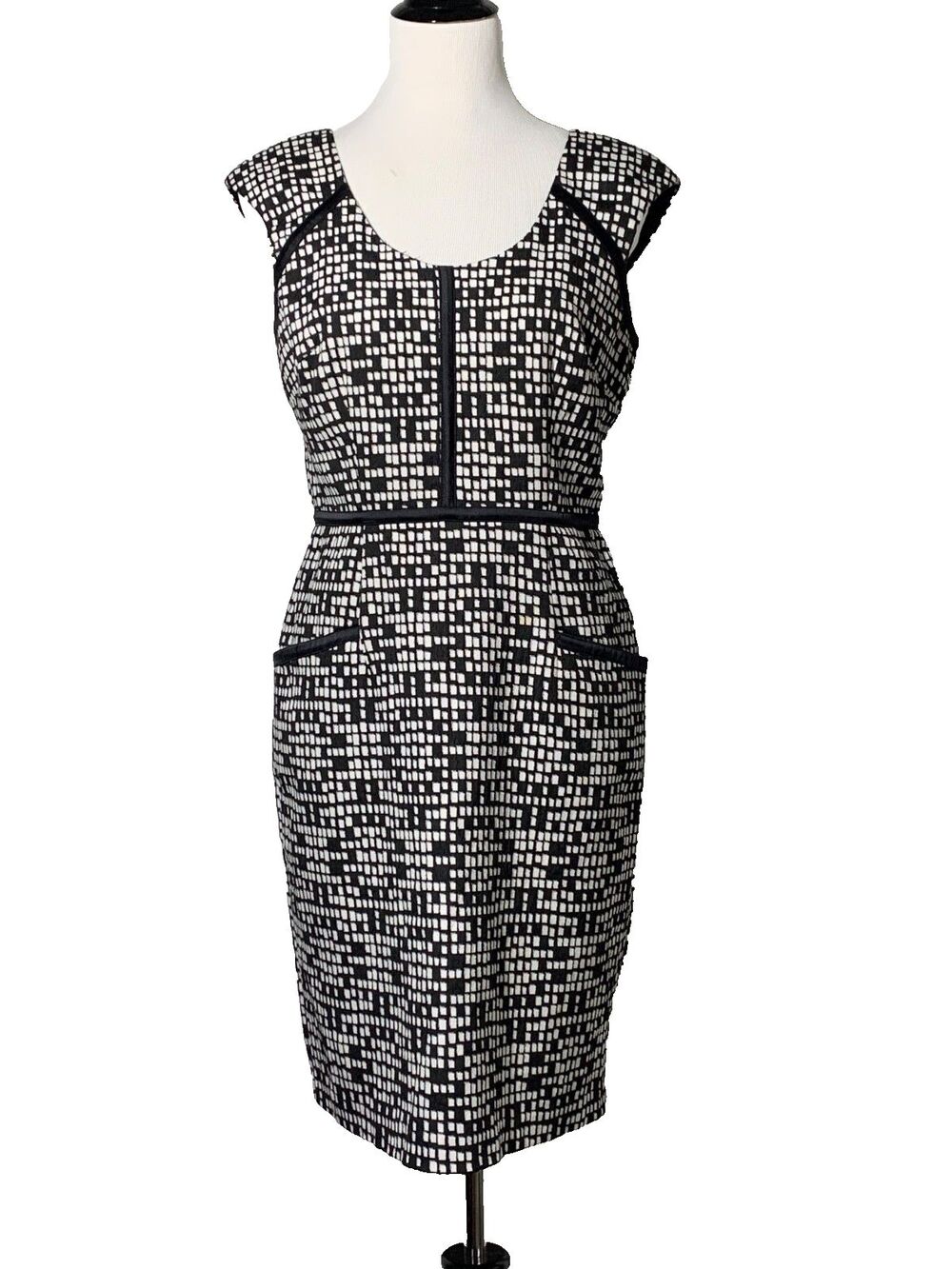 Adrianna Papell Geometric Pixel Sheath Dress 8P